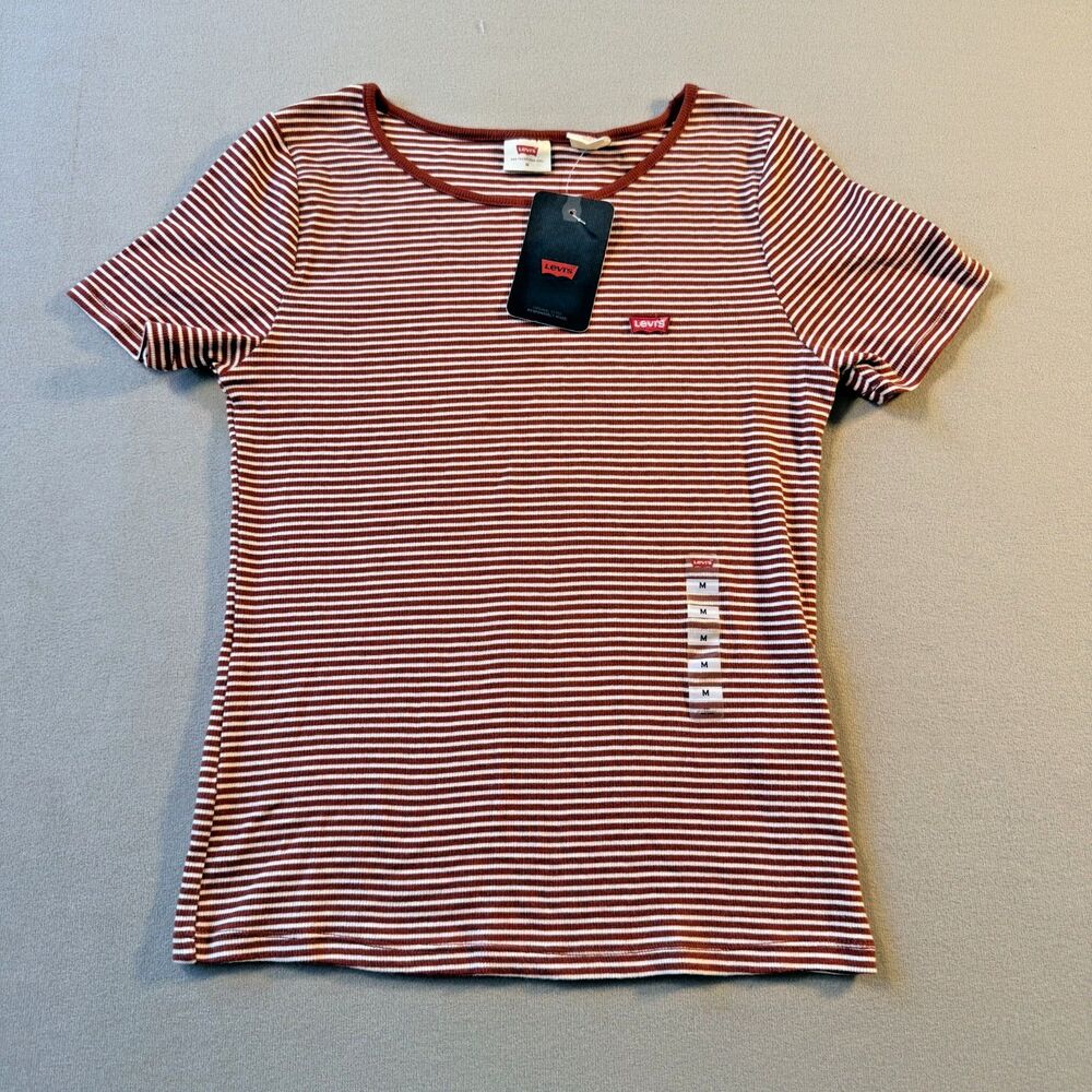 NWT LEVIS - Sz. Medium Red/White Stripped T-Shirt Cotton